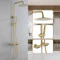 Gold Wall Mount Brass Shower Mixer Rainfall Concealed Shower Set